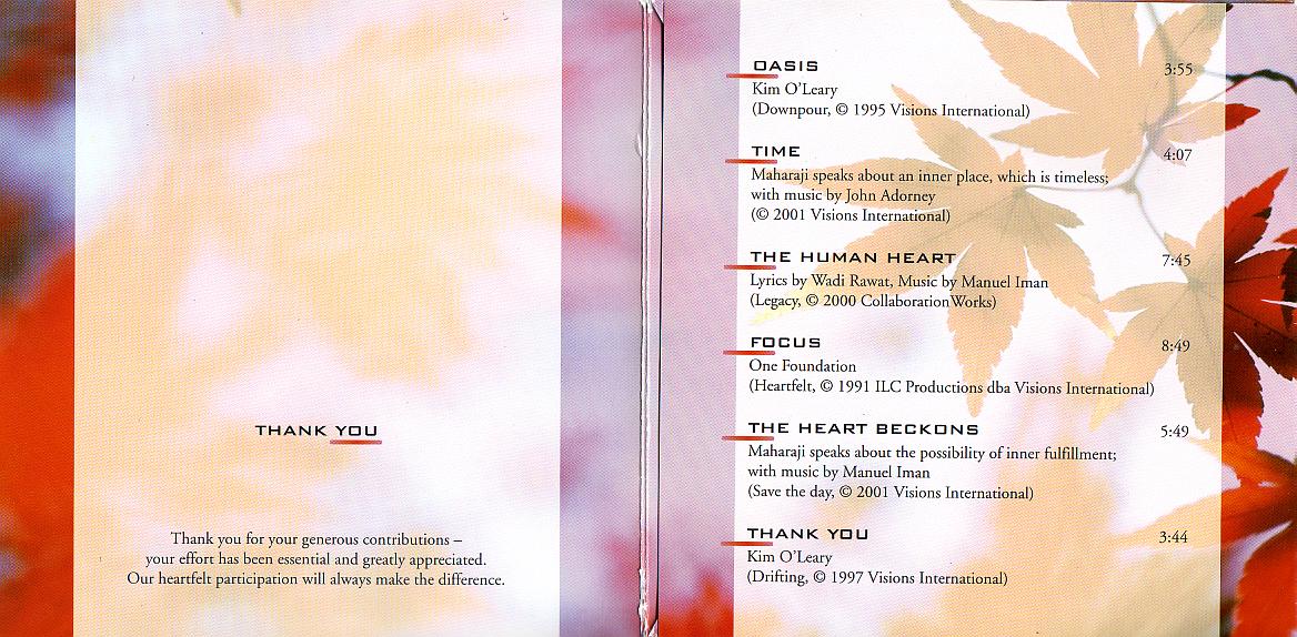 Thank You 2001 CD Inner Sleeve