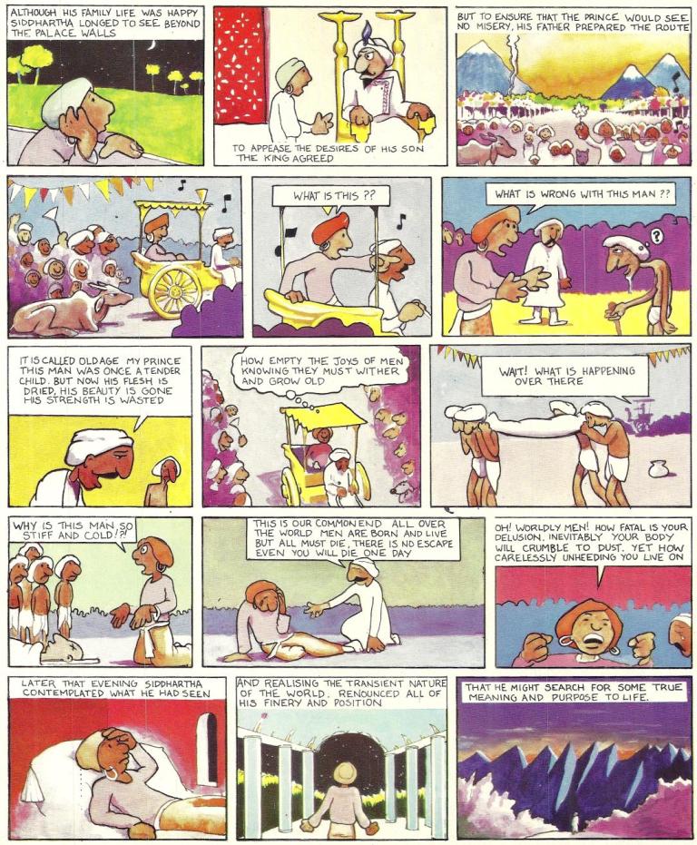 Cartoon Life Of Buddha &ndash; Divine Light magazine Guru Puja Special 1973