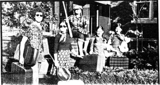 Boston PLA members before 'Hotel' entrance: a full-scale production based on Durga Ji's parable. 'It was if Maharaj Ji himself were coming.'