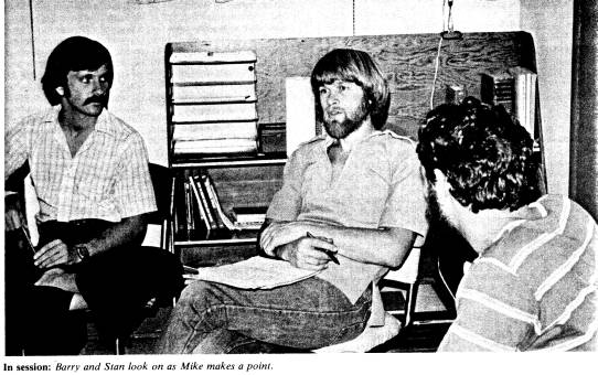 In session: Barry and Stan look on as Mike makes a point