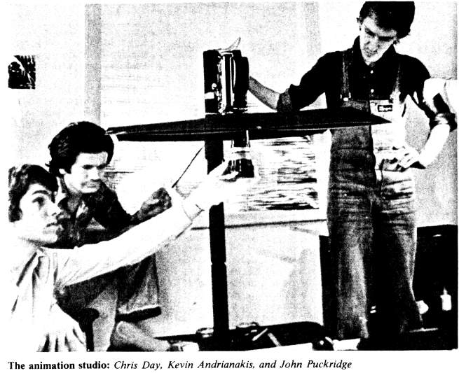 The animation studio: Chris Day, Kevin Andrianakis, and John Puckridge