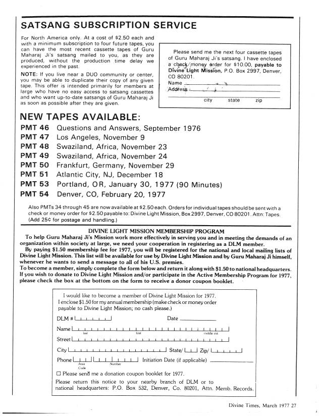 Prem Rawat: Divine Times magazine