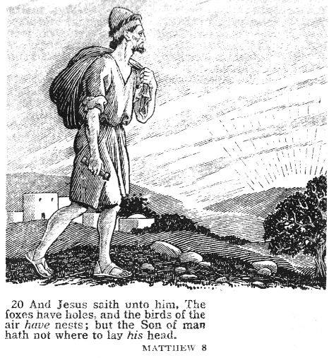 And Jesus with unto him, The foxes have boles, and the birds of the air have nests; but the Son of man hath not where to lay his head.