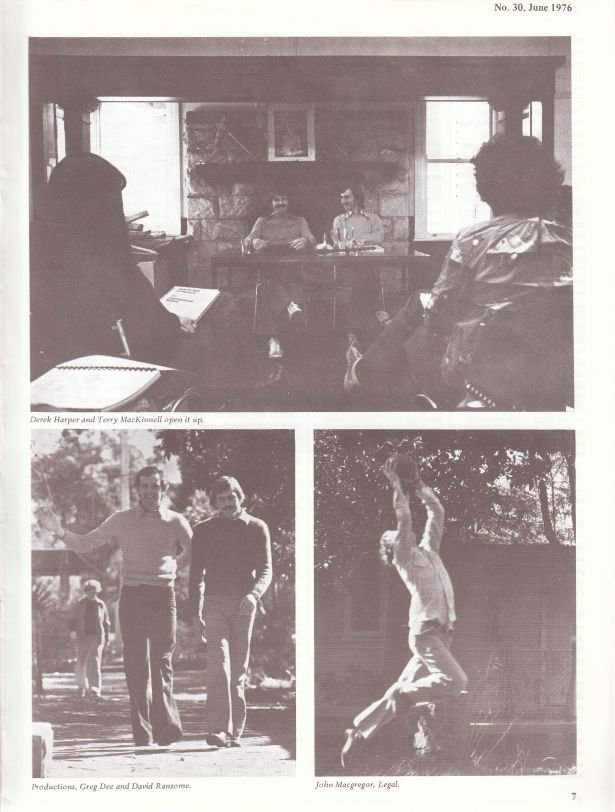 Derek Harper and Terry McKinell open it up; Productions: Greg Dee and David Ransome; John MacGregor, Legal