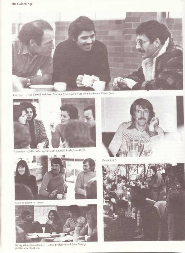 Peter Carroll, Tony Murphy, Simon Salk. Julie Collet, Sharron Wade. Faith, Terry, Derek. Kathy Kinkel, Geoff Bridgeford, John Bishop.