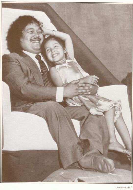 Prem Rawat aka Maharaji with Daughter On Stage at Guru Puja (worship) 1979 Prem Rawat aka Maharaji with Daughter On Stage at Guru Puja (worship) 1979