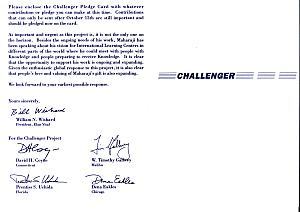 Challenger begging letter