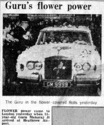 The Guru in the flower - covered Rolls yesterday