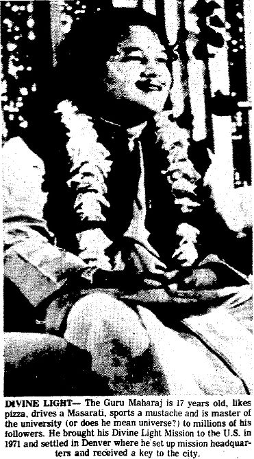 Newspaper Article re Prem Rawat aka Guru Maharaj Ji